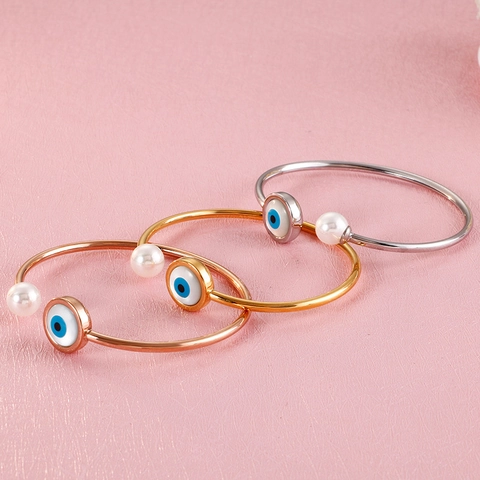 Evil Eye Schmuck Halskette Ohrringe Armreif Ring Edelstahl Muschelperle Glücksbringer Nazar Rund Charm Mode Damen