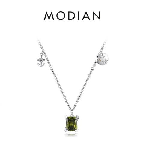 Collana In Argento Sterling 925 Con Zircone Verde Taglio Smeraldo Ciondolo Costellazione Sagittario E Ancora Per Donna Gioielli Alla Moda