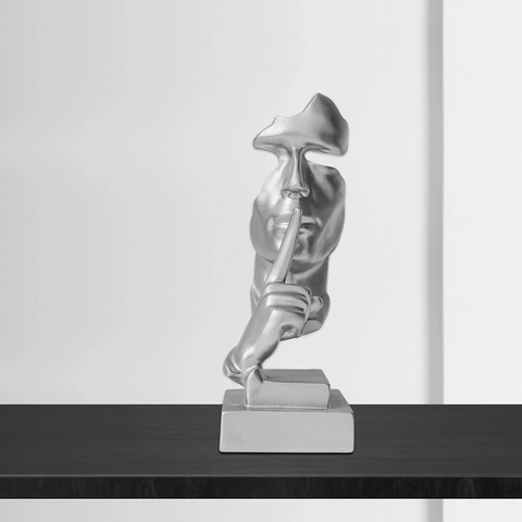 El Silencio Es Oro Escultura Facial Abstracta Resina Estatua Figura Nórdica Moderna Decoración Oficina Hogar Ornamento
