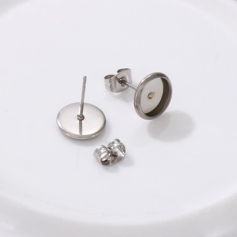 Basi Per Orecchini A Perno Tonde In Acciaio Inossidabile DIY Base Cabochon Pietra Con Chiusure A Farfalla Per Donna
