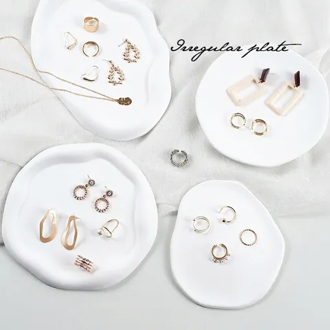 Irregular Cloud Gypsum Jewelry Display Tray White Plaster Photography Props Plate Earring Ring Storage Desktop Ornament