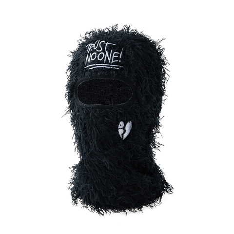 Trendige Plüsch Balaclava Für Damen Herren Kunstpelz Bestickte Strickmaske Mütze Winter Warm Gothic Streetwear Herz Kreuz Beanie