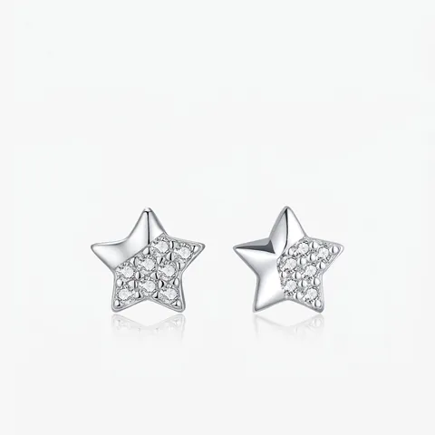 Stern Ohrstecker 925 Sterling Silber Glänzende Zirkonia Zierlicher Minimalistischer Schmuck Für Frauen Mädchen