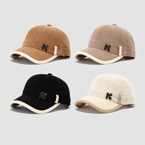 Children Corduroy Baseball Cap Letter Embroidery Warm Autumn Winter Sunshade Hip Hop Style Adjustable Hat