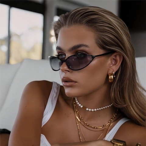 Boucles D'Oreilles Créoles Épaisses En Forme De C Pour Femmes Acier Inoxydable Plaqué Or 18K Poli Style INS Tendance