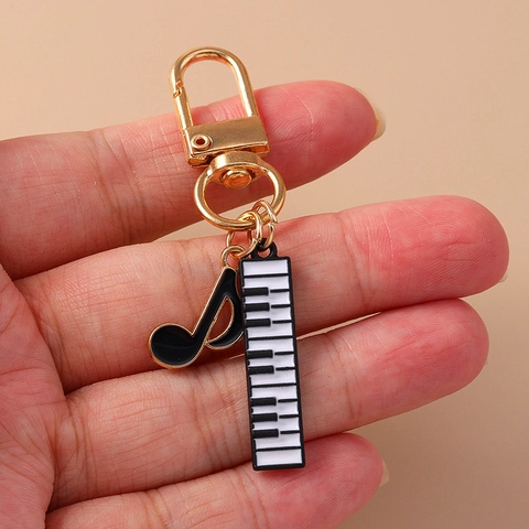 Musiknote Klaviertaste Schlüsselanhänger Zinklegierung Gold Metall Musikthema Rucksack Anhänger Ornament