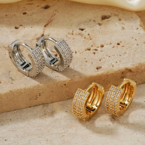 Huggie Hoop Oorbellen Koper Zirconia Micro Ingelegd Klein Minimalistisch Chique Dagelijkse Mode Sieraden