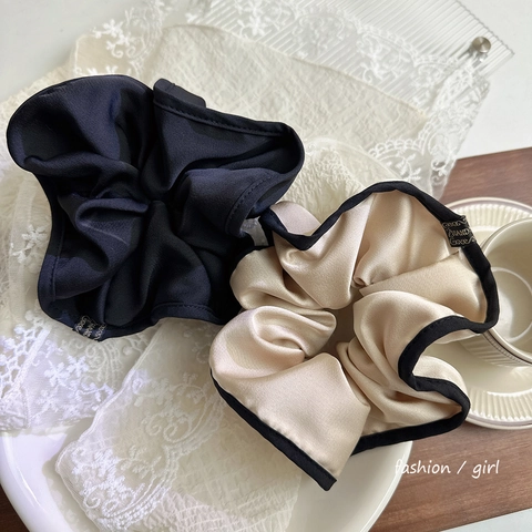 Scrunchies In Satin Oversize Fatti A Mano Stile Francese Bordo A Contrasto Elastici Per Capelli Eleganti Donna