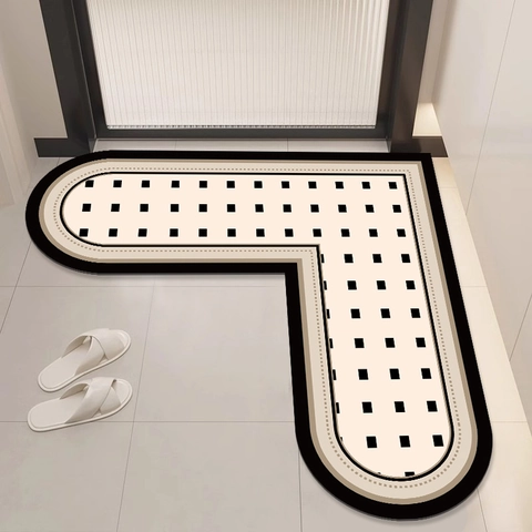 Tappetino Da Bagno A L Terra Di Diatomee Assorbente Antiscivolo Tappeto Angolare Per Lavandino Doccia Motivo Geometrico Moderno