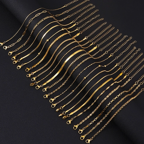 Bracciale a Catena in Acciaio Inossidabile Oro Argento Per Uomo Donna Moda Minimalista Gioielli Regolabili da Polso Catena Semplice