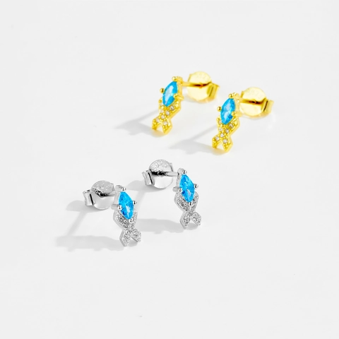 925 Sterling Silver Stud Earrings For Women Irregular Zirconia Geometric Butterfly Crown Trendy Inlaid Fashion Earrings