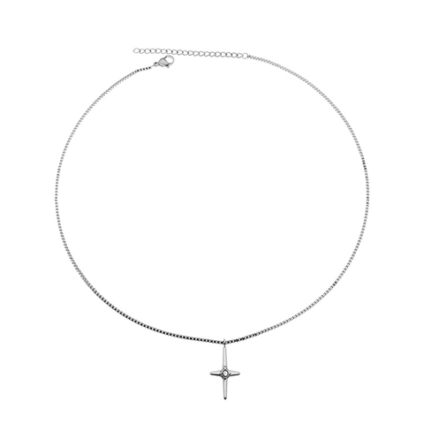 Collar Con Colgante De Cruz Minimalista Cadena De Clavícula De Acero De Titanio Para Mujer Joyería Elegante