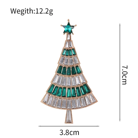 Mode Zinklegering Strass Kerstboom Broche Elegante Vergulde Dennenboom Reversspeld Voor Dames Heren Kerstmis Sieraden Cadeau