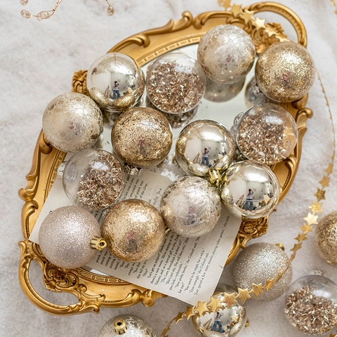 Ornamenti per Palline di Natale in PVC Dipinto Glitter Galvanizzato Pendenti Appesi per Albero Festa Casa Finestra
