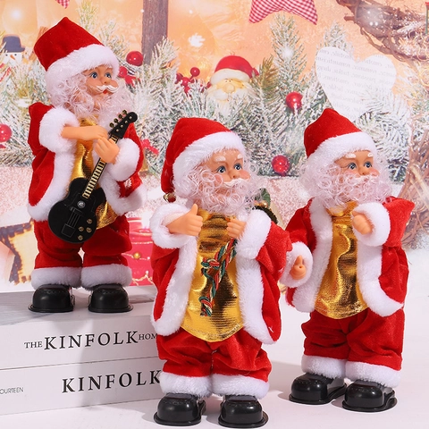 Electric Twerking Santa Claus Ornament Musical Hip Shaking Santa Toy Christmas Desktop Decor Plastic Polyester Holiday