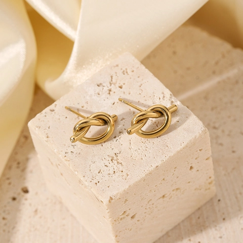 Μινιμαλιστικά Σκουλαρίκια Κόμπος 18K Επιχρυσωμένο Ανοξείδωτο Ατσάλι Γεωμετρικό Σταυρωτό Μόδα Κοσμήματα Για Γυναίκες