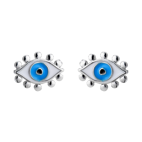 Evil Eye Ohrstecker Kupfer Emaille Tropföl Mit Silber Ohrstecker Bohemian Vintage Punk Schmuck Für Damen