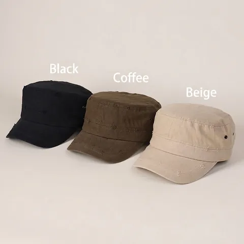 Berretto Cadet In Cotone Distressed Cappello Militare Vintage A Cima Piatta Traspirante Cappello Da Sole Tempo Libero