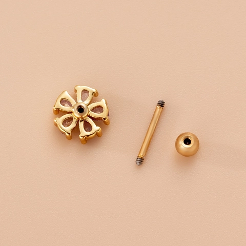 Piercing Cartilagine Orecchino Zircone Viola Acciaio Inossidabile Chiusura Sfera Vite Fiore Cuore Farfalla Gioielli Moda