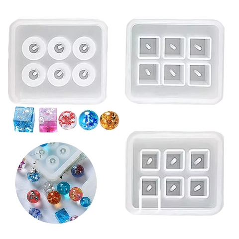 DIY Jewelry Making Silicone Mold For Resin Casting Sphere Cube Rhombus Beads Handmade Pendants Earrings Jewelry Tool