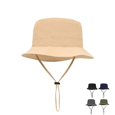 Outdoor Sonnenschutz Fischerhut Polyester Atmungsaktiv UV Schutz Breite Krempe Verstellbarer Kordelzug Faltbar Herren Damen