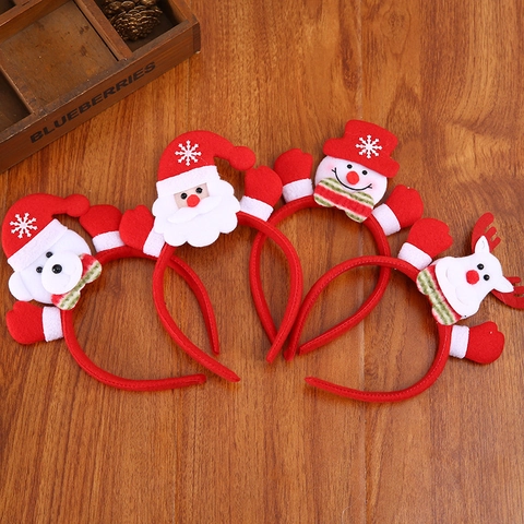 Diademas De Navidad Con Luces LED De Felpa Papá Noel Muñeco De Nieve Reno Oso Accesorios De Fiesta