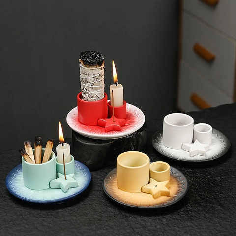 Ceramic Candle Holder Incense Burner Nordic Minimalist Home Decor For Sage Holy Wood Sticks Tray Atmosphere Ornament