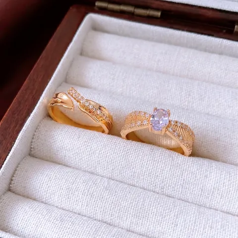 Anillo Abierto De Cobre Y Circón Para Mujer Estilo Retro Francés Ajustable Piedra Violeta Ovalada Joyería De Moda