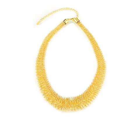 Titanium Steel Spiral Spring Necklace Chunky Industrial Hip Hop Style Gold Plated Geometric Choker For Men Women
