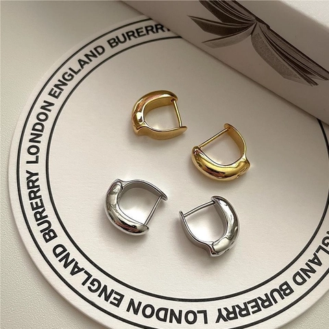 Orecchini A Cerchio In Argento Sterling 925 Minimalisti Geometrici A Forma Di C Lucidi Gioielli Eleganti Per Donna