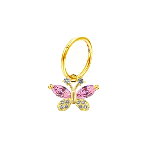 Edelstahl Hoop Nasenring Ohrring Herz Schmetterling Mond Böser Blick Krone Kreuz Zirkonia Gold Silber Schmuck