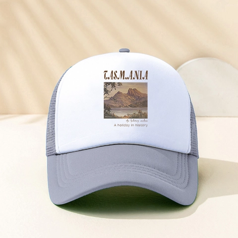 Tasmania Landschaftsdruck Trucker Hat Mesh Atmungsaktiv Baumwolle Retro Baseballkappe Outdoor Freizeit Sonnenhut Unisex