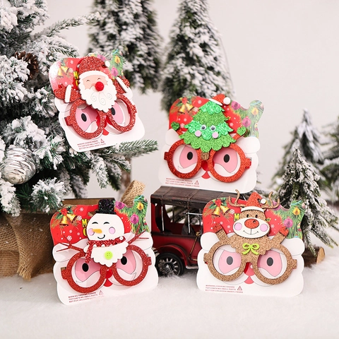 Montatura Occhiali Natalizi Glitter Babbo Natale Pupazzo Di Neve Renna Albero Per Festa Decorazione Oggetti Scena Foto