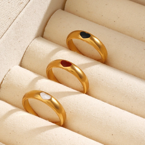 Heart Ring Stainless Steel 18K Gold Plated Open Adjustable Minimalist Heart Shaped Fashion Jewelry For Women