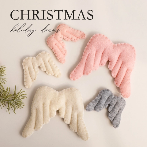 Felt Angel Wings Christmas Tree Hanging Ornaments Handmade Nordic Style Holiday Party Scene Props Photography Decor
