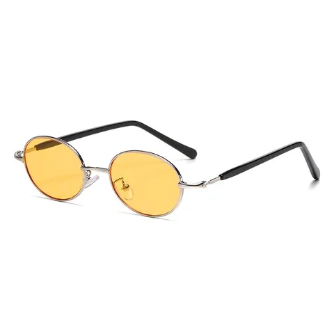 Lunettes De Soleil Ovales Vintage En Métal Protection UV Anti Lumière Bleue Avec Branches En Écaille Style Rétro