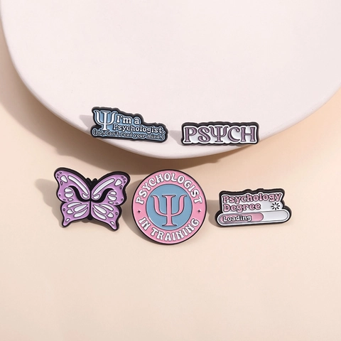 Pines de Esmalte Temáticos de Psicología de Aleación de Zinc Psicólogo en Formación Degree Loading Mariposa Broches para Estudiantes Profesionales Joyería Regalo