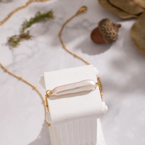 Artificial Baroque Pearl Pendant Necklace Stainless Steel Gold Plated Minimalist Luxury Fashion Jewelry Women Waterproof