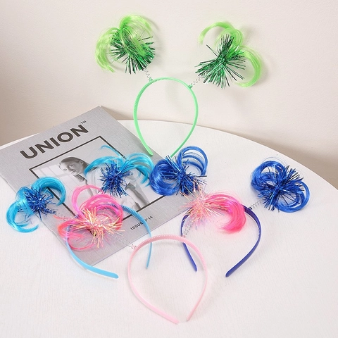 Kids Party Headband Plastic Colorful Tinsel Ball Spring Hair Accessory Festive Carnival Costume Hairband Girls Novelty
