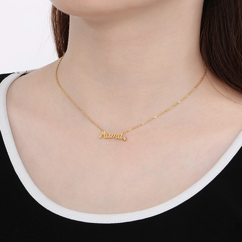 Set Collana E Orecchini Con Pendente Lettera Mama Acciaio Inossidabile Strass Stile Script Donne Regalo Festa Della Mamma