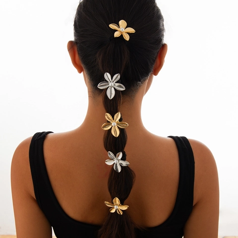 Elastici Per Capelli Da Donna Fiori E Fiocchi In Lega Con Künstliche Perle Finte Alta Elasticità Accessori Per Capelli Alla Moda
