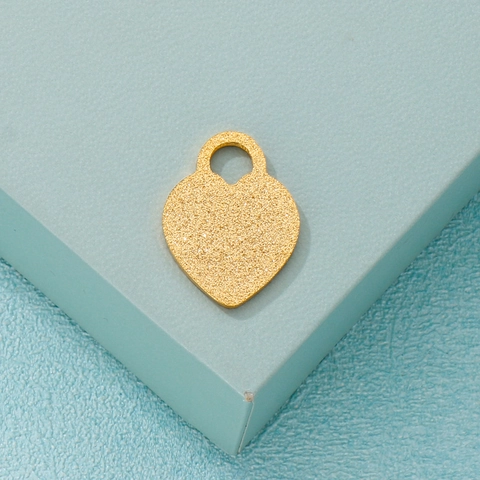 Pendente Cuore Acciaio Inossidabile Texture Opaca Placcato Oro Accessorio Creazione Gioielli DIY Stile Tendenza Romantico