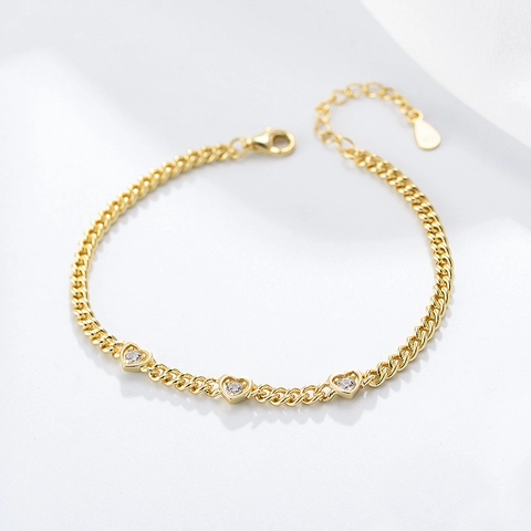 Bracciale Cuore Zircone Argento Sterling 925 Catena Barbazzale Regolabile Elegante Accessorio Moda Minimalista Per Donne