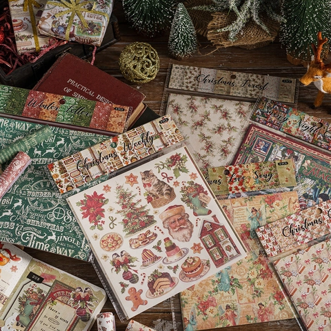Pegatinas De Papel Escribibles Vintage De Navidad Materiales De Diario Festivo Para Manualidades De Bricolage Scrapbooking Decoración