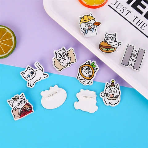 Süße Cartoon Katze Acryl Brosche Pin Kawaii Tier Abzeichen Für Kleidung Taschen Rucksack Dekoration Frauen Kinder