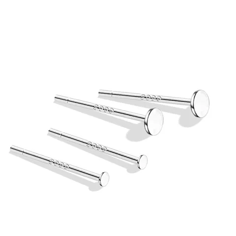 S999 Fine Silver Stud Earrings Minimalist Round Flat Head Piercing Jewelry For Sensitive Ears Small Tiny Hypoallergenic