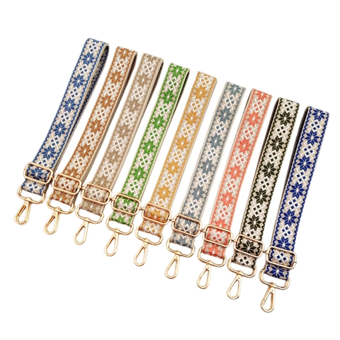 Adjustable Replacement Bag Straps Wide Shoulder Belt Polyester Cotton Geometric Jacquard Bohemian Vintage Ethnic Style