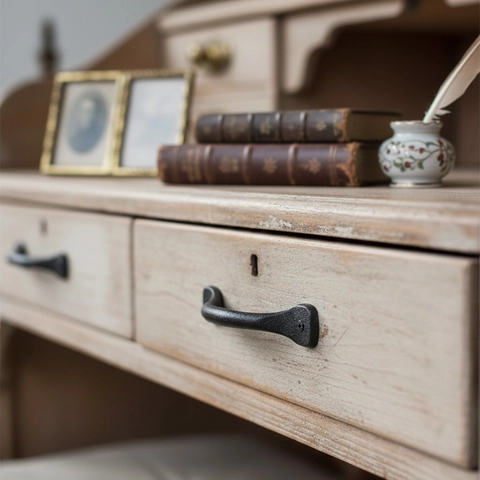 Vintage Cast Iron Door Handle Retro Industrial Cabinet Pull Heavy Duty Metal Drawer Handle For Home Decor Matte Black