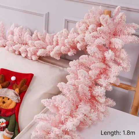 Christmas Artificial Garland Snow Flocked Simulation Pine Needles Rattan With Berries Pinecones For Holiday Home Decor