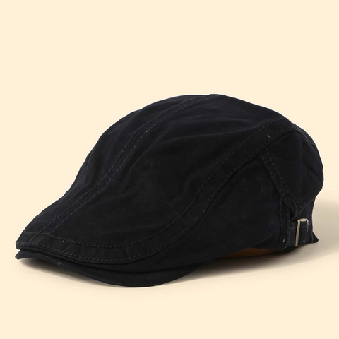 Retro Flat Cap Cotton Adjustable Buckle Solid Color Newsboy Hat British Style Casual